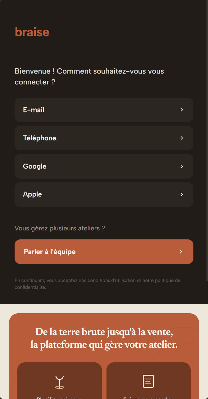 Braise — atelier céramique — mobile